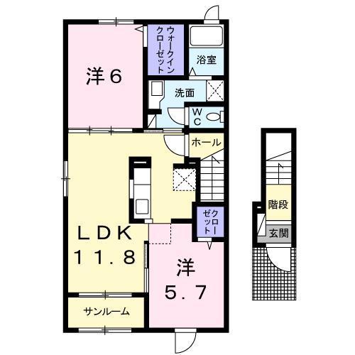 ベル メール(2LDK/2階)の間取り写真