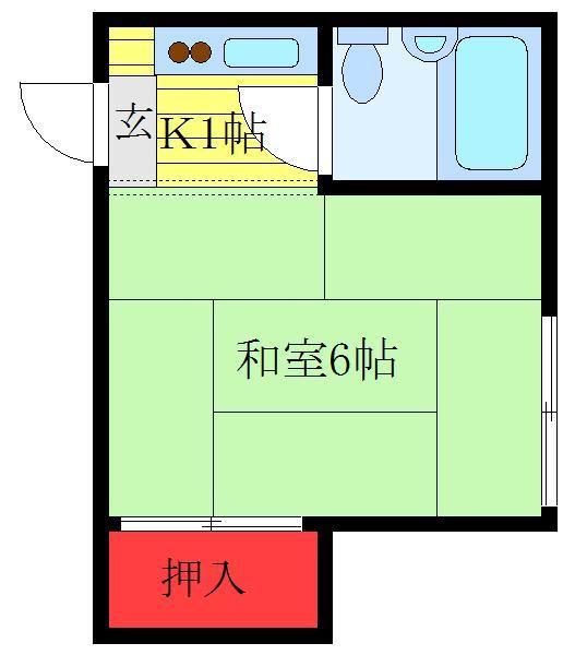 筑波ハイツ(1K/2階)の間取り写真