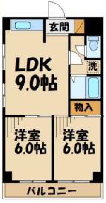 ドンジョン国領(2LDK/4階)の間取り写真