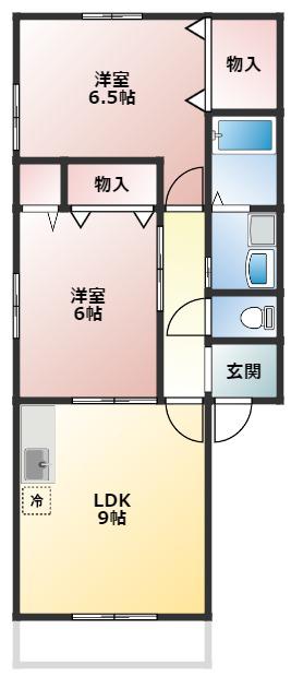 オラシオン(2DK/2階)の間取り写真