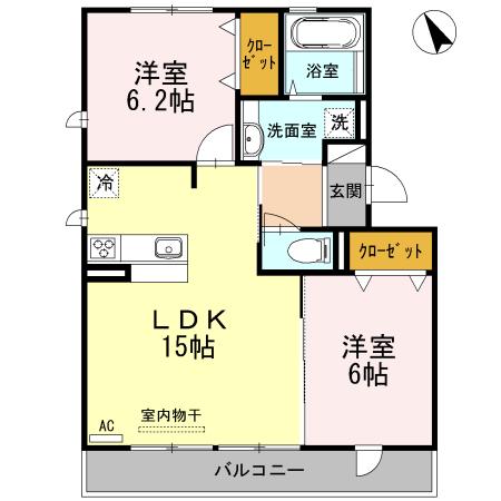 ステラコートIII(2LDK/1階)の間取り写真