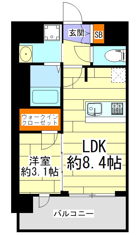 プレサンス東小橋エレディータ(1LDK/4階)の間取り写真