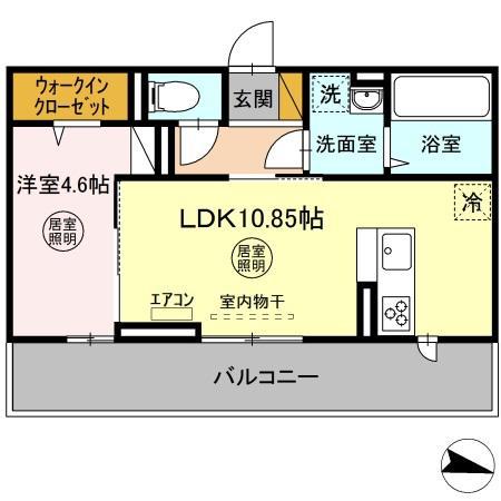 D-ROOM公津の杜A棟(1LDK/3階)の間取り写真