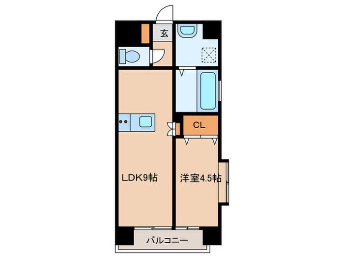 サンハイツ中洲通(1LDK/7階)の間取り写真