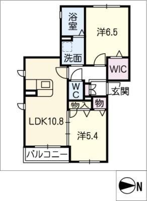 パークヒルズ亀沢(2LDK/2階)の間取り写真