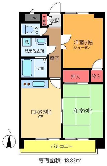 アーバンハイツ(2DK/2階)の間取り写真