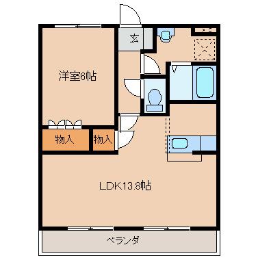 LR.サウスWAVE(1LDK/1階)の間取り写真