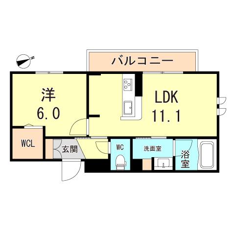 カーサ ピノ 5(1LDK/2階)の間取り写真