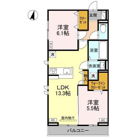 オリーヴァ(2LDK/2階)の間取り写真