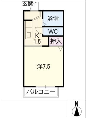 ファンタジア平針II(1K/2階)の間取り写真