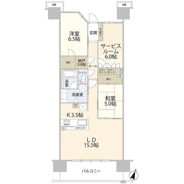 レーベン千葉ニュータウン中央 THE PREMIUM(2SLDK/2階)の間取り写真