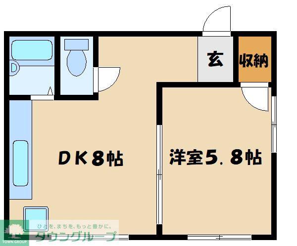 メゾン鶴間(1DK/2階)の間取り写真