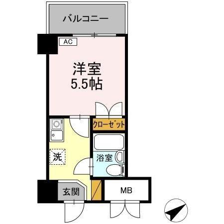 コンフォール小泉(1K/4階)の間取り写真