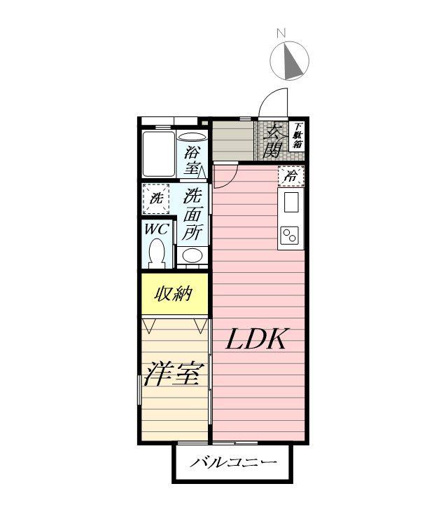ラフール湘南(1LDK/2階)の間取り写真