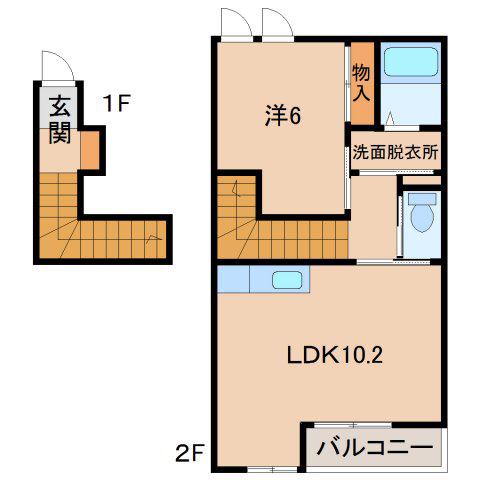サンコート砂山(1LDK/2階)の間取り写真