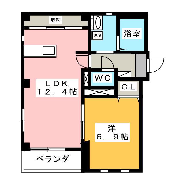 ミッドスクエア(1LDK/4階)の間取り写真