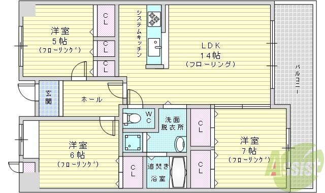 プレミール桃山台(3LDK/2階)の間取り写真