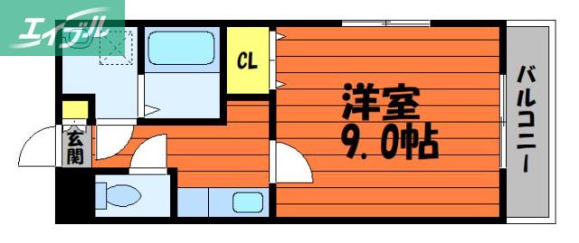 コンフォルト中祥(1K/4階)の間取り写真