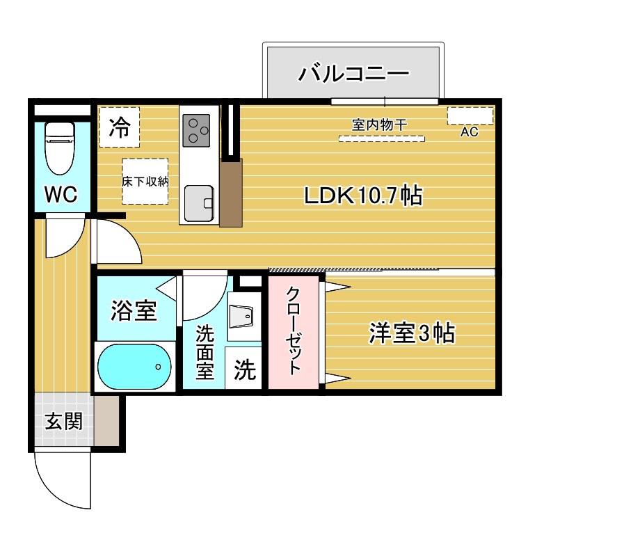 COZY COURT下曽根(1LDK/1階)の間取り写真
