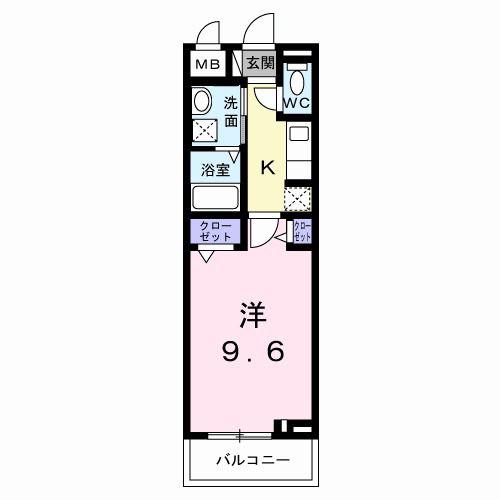 アロ・ラウレア K(1K/2階)の間取り写真