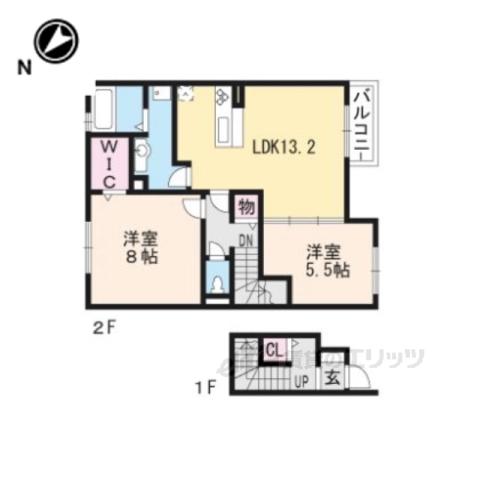 ロック・ベイレーク(2LDK/2階)の間取り写真