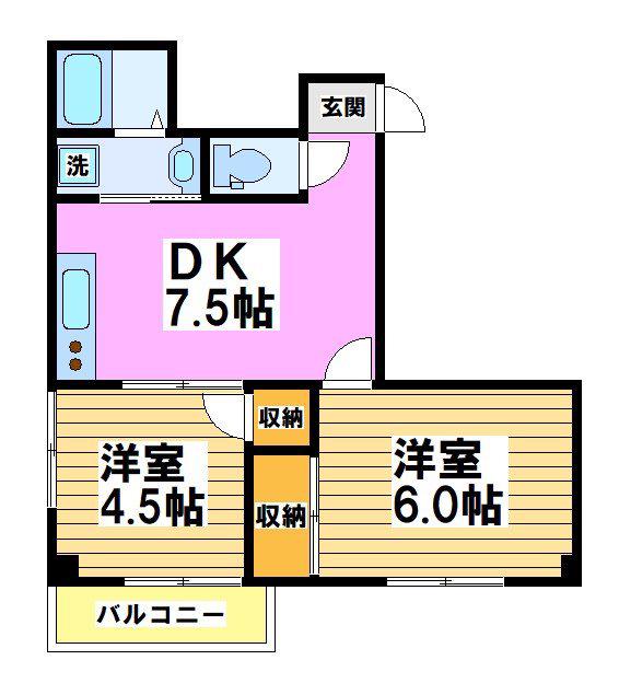 第二小林マンション(2DK/2階)の間取り写真