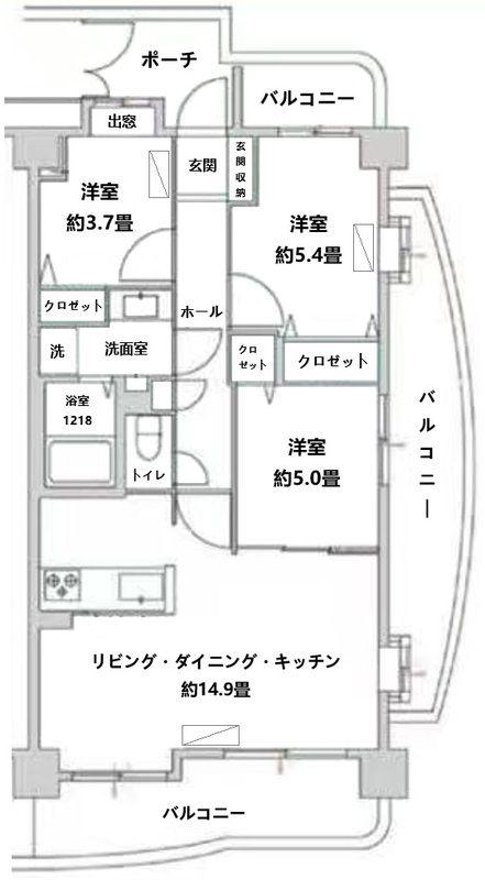 コスモ浦安シティフォルム(3LDK/4階)の間取り写真