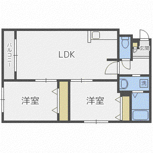 グランコンフォート札幌(2LDK/1階)の間取り写真