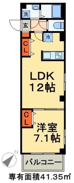 プレシャスヴィラ松戸(1LDK/1階)の間取り写真