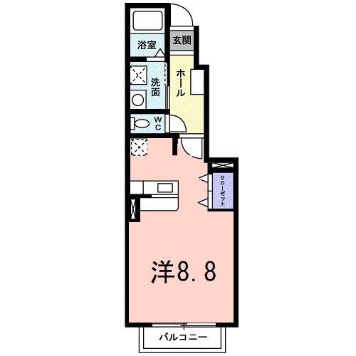 クローバーA(ワンルーム/1階)の間取り写真