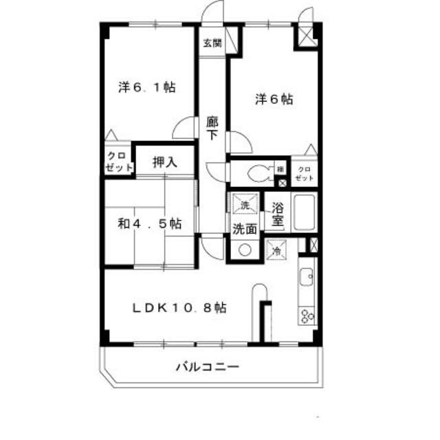 フレア・ブローリー(3LDK/1階)の間取り写真