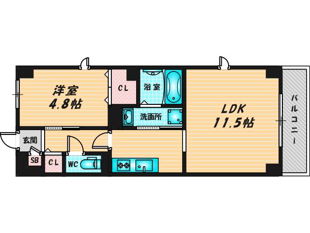 アンプルールフェール東花園(1LDK/3階)の間取り写真