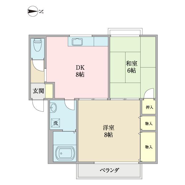 ミツワハイツ(2DK/2階)の間取り写真