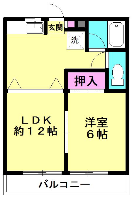 コーポプラン(1LDK/2階)の間取り写真