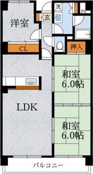 若園11番館(3LDK/1階)の間取り写真
