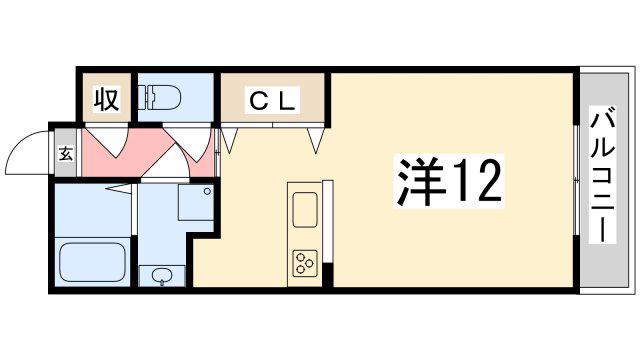 ハイトピア姫路(ワンルーム/3階)の間取り写真