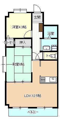 フォレスト武庫之荘II(2LDK/2階)の間取り写真