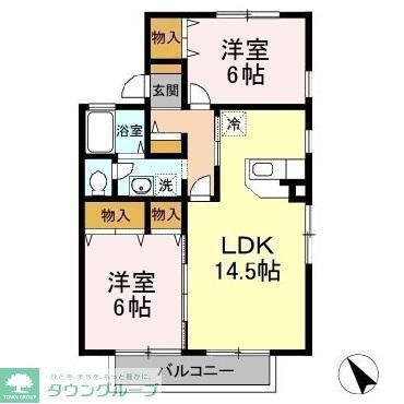 ビィウラ イースト(2LDK/1階)の間取り写真