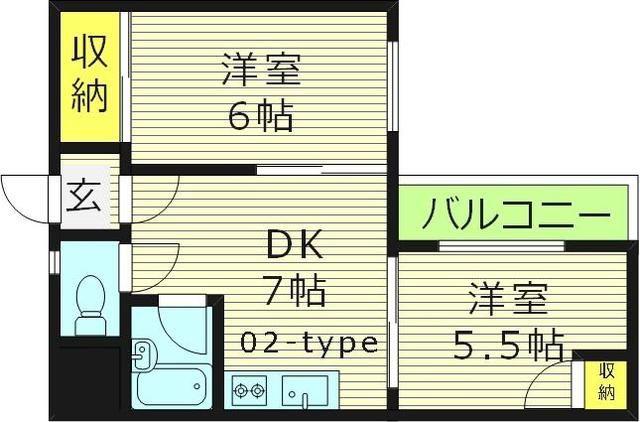 サンシャイン御幸(2DK/4階)の間取り写真