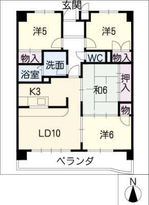 グランドール東丘(4LDK/4階)の間取り写真
