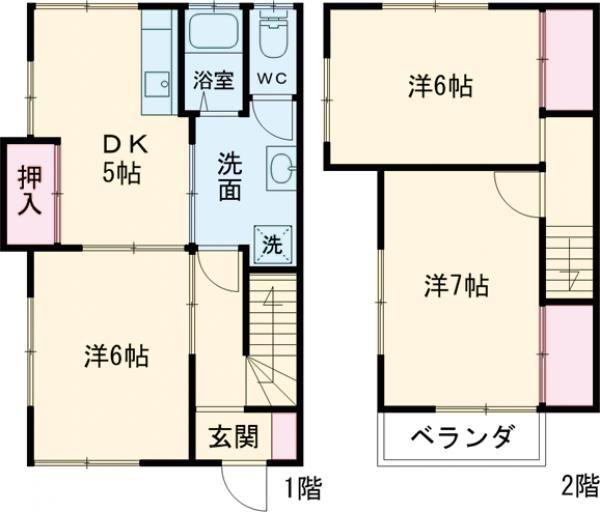 パークタウン矢野(3DK/1階)の間取り写真