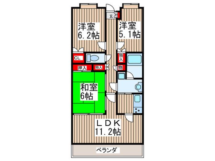 モア南浦和(3LDK/8階)の間取り写真