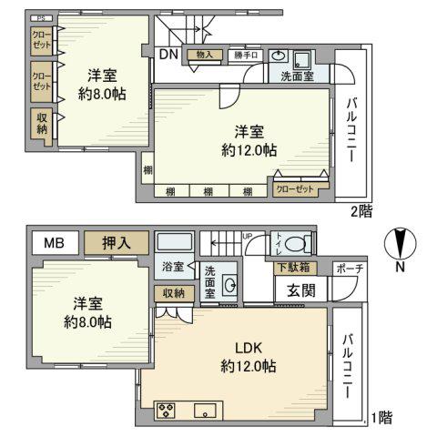 豊崎6丁目(3LDK/1階)の間取り写真