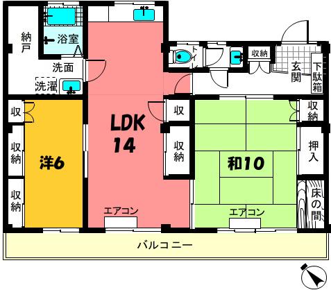 コーポ光恵(2LDK/3階)の間取り写真
