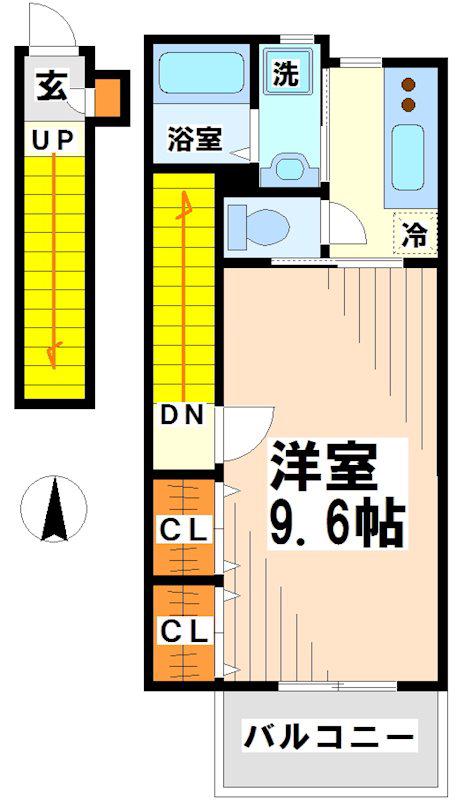 ベルフォーレ参番館(1K/2階)の間取り写真