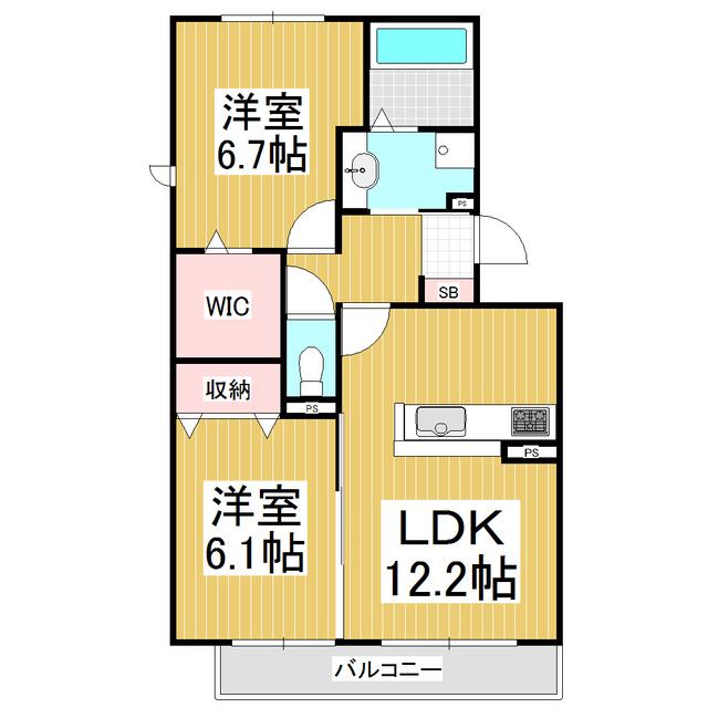 VILLA REVE(2LDK/1階)の間取り写真