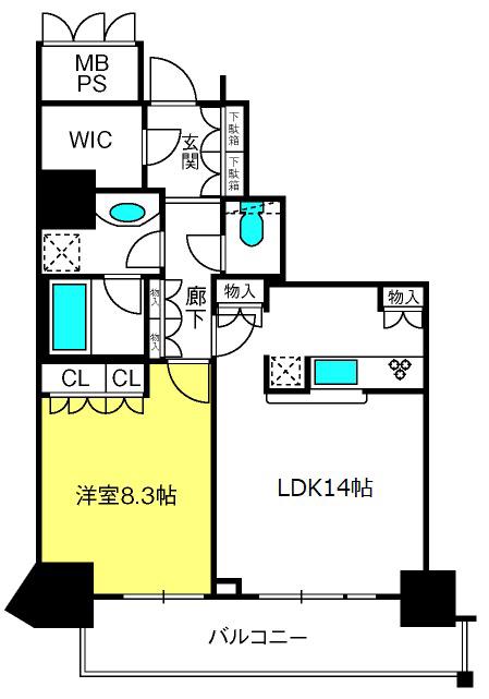 THE OMIYA TOWERS ウエスト(1LDK/20階)の間取り写真