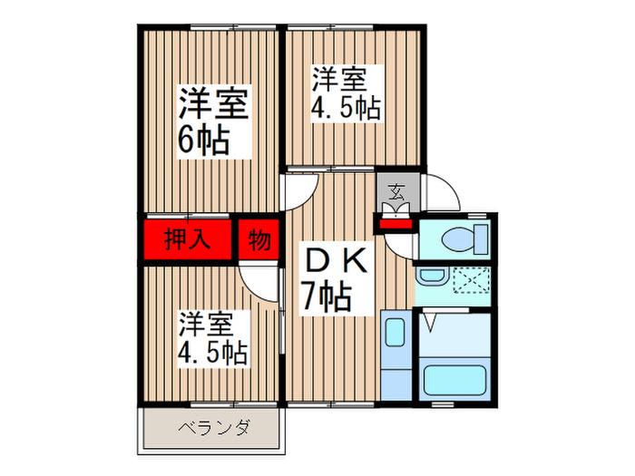 ロッキーハウス(3DK/2階)の間取り写真