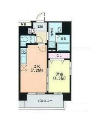 フィーカ牛込柳町(1DK/8階)の間取り写真