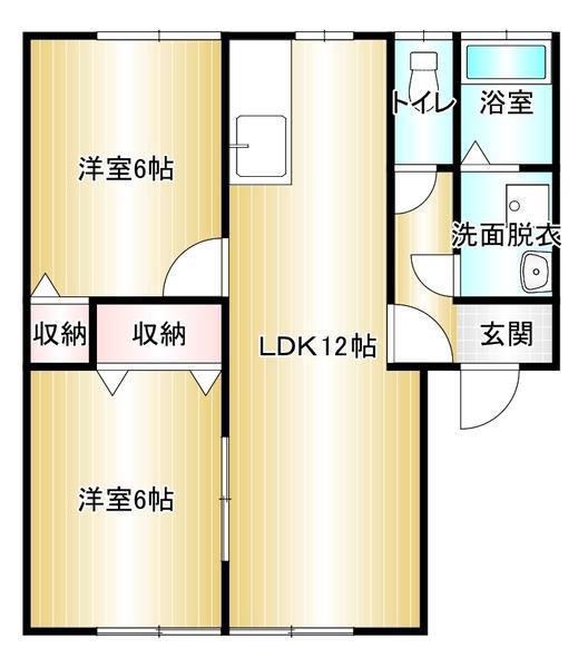 プレザント(2LDK/2階)の間取り写真